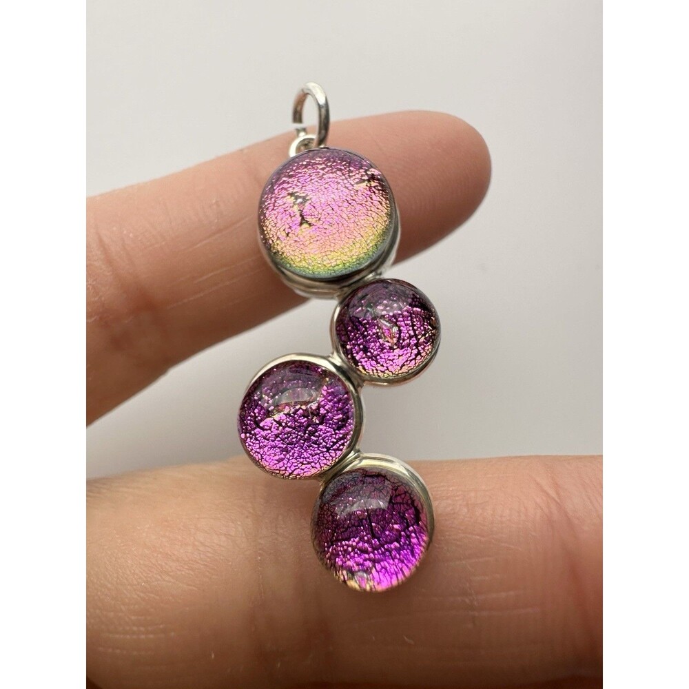 Handmade Dichroic Art Glass Pendant Purple Pink